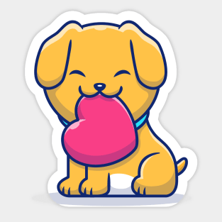 Cute Dog Bitting Love Sticker